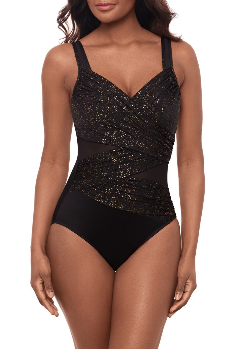 Brillante Madero One-Piece Swimsuit, Main, color, BLACK