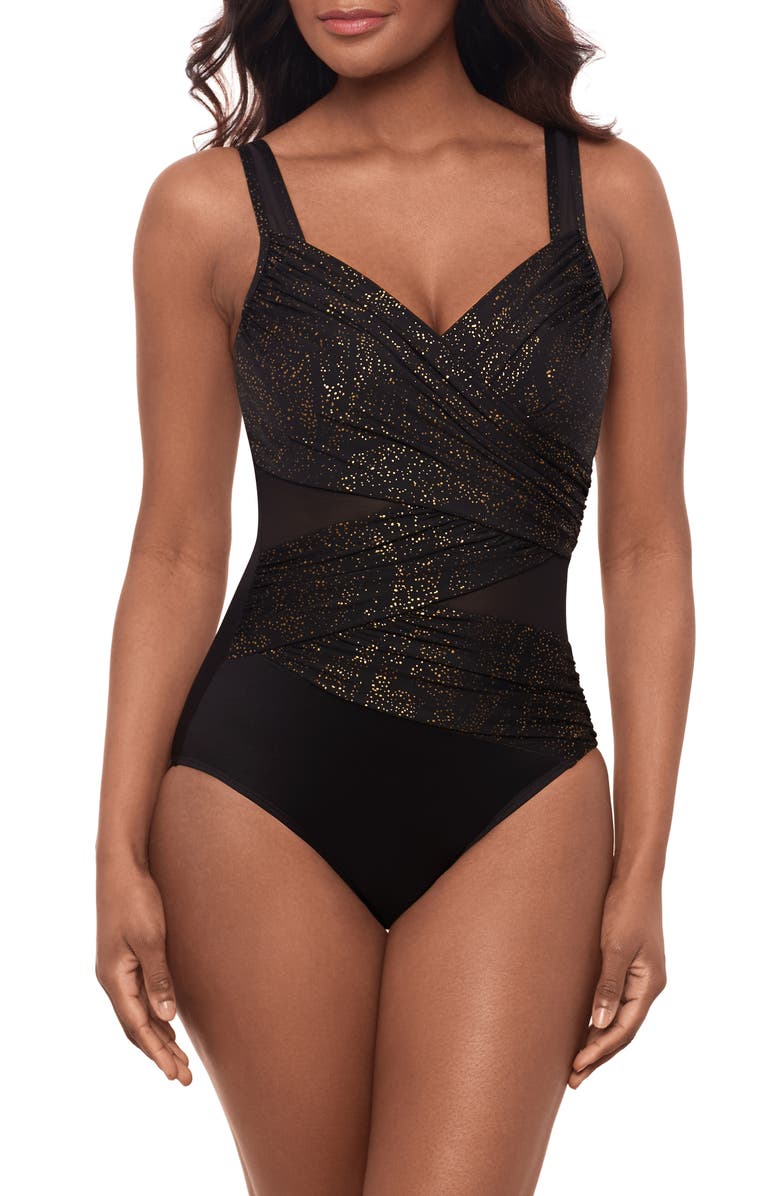 Miraclesuit<sup>®</sup> Brillante Madero One-Piece Swimsuit, Main, color, Black
