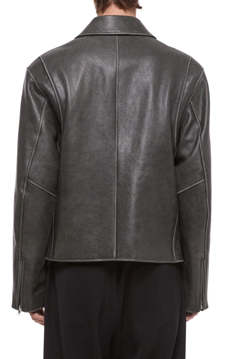 Helmut Lang Distressed Leather Jacket, Alternate, color, Segano
