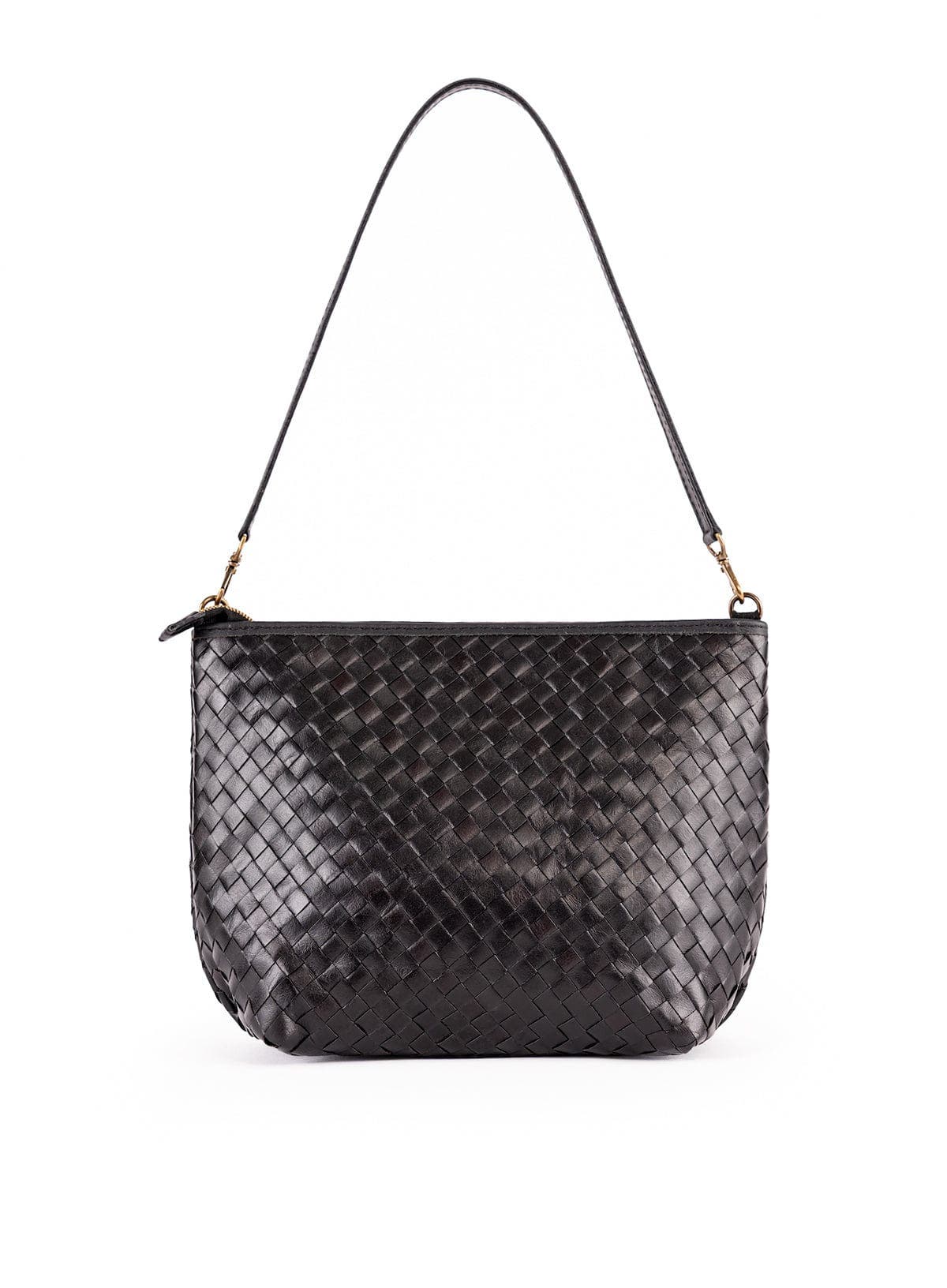 Deux Mains Woven Leather Shoulder Bag, Main, color, Black