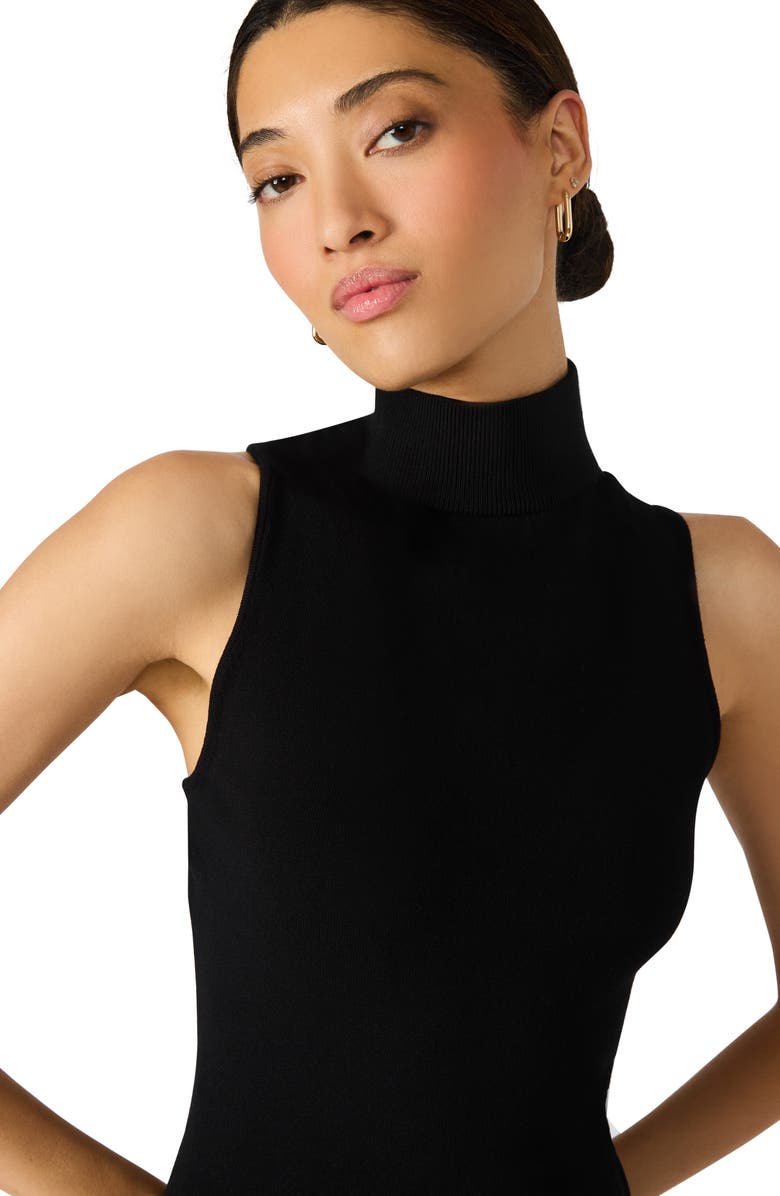 Steve Madden Breslin Turtleneck Sleeveless Sweater Minidress, Alternate, color, Black