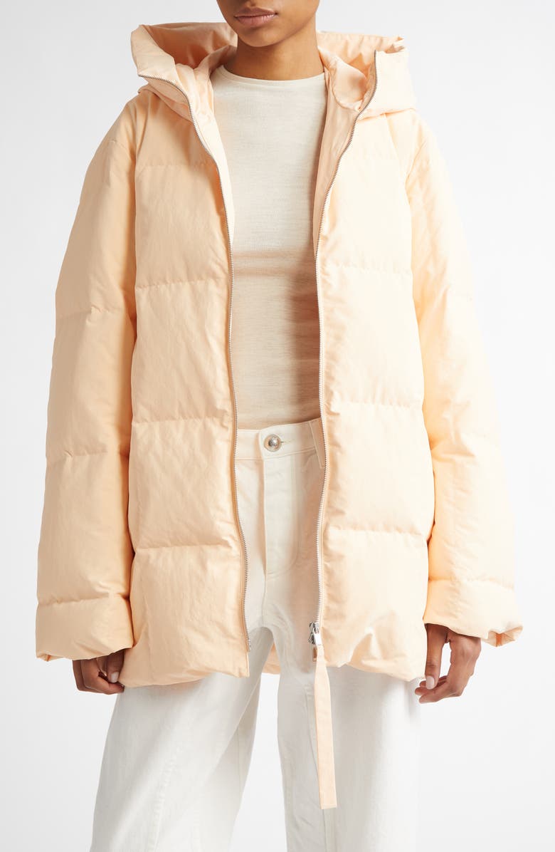 Jil Sander Quilted Recycled Down Jacket with Hood, Main, color, English Rose
