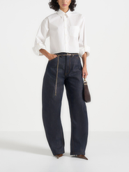 Manière De Voir Maura Oversized Cropped Roll Sleeve Cotton Shirt