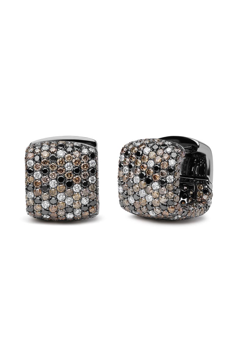 18K White Gold 12 5/8 Cttw Multi Color Diamond Huggie Earrings, Alternate, color, White
