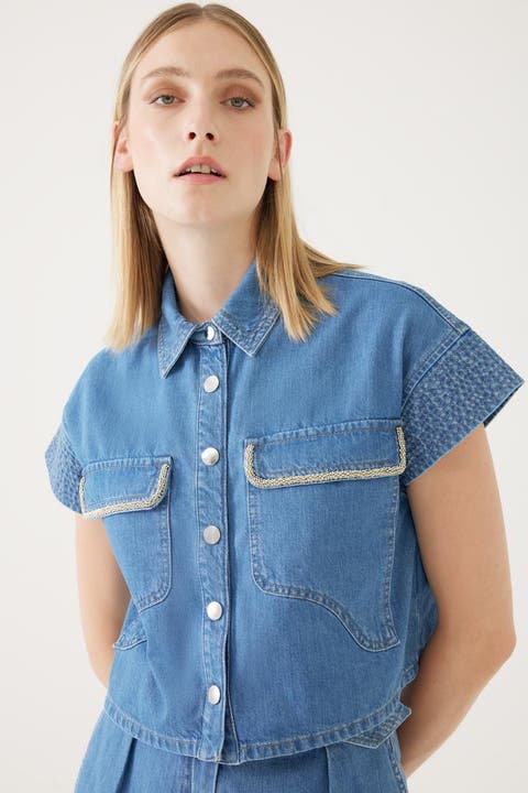 Denim Look Pocketed Shirt