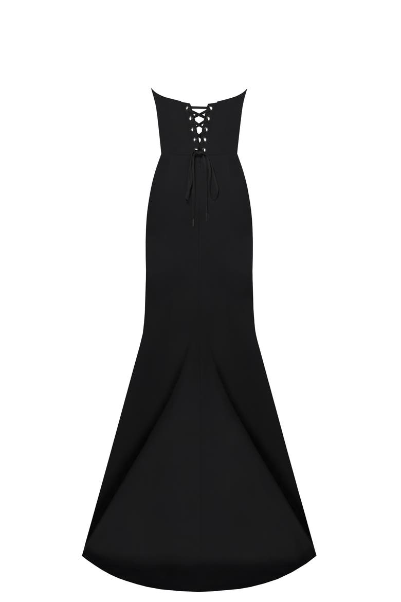 Black Elegant Strapless Trumpet Evening Gown, Alternate, color, Black