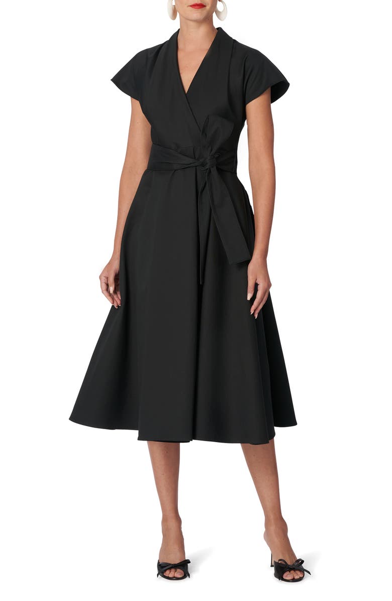 Carolina Herrera Gabardine Midi Wrap Dress, Main, color,