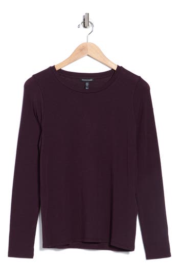 Eileen Fisher Organic Pima Cotton Jersey Long-sleeve Tee In Purple