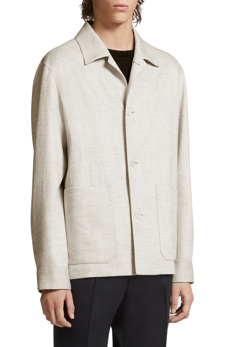 Silk & Linen Blend Chore Jacket, Main, color, NATURAL
