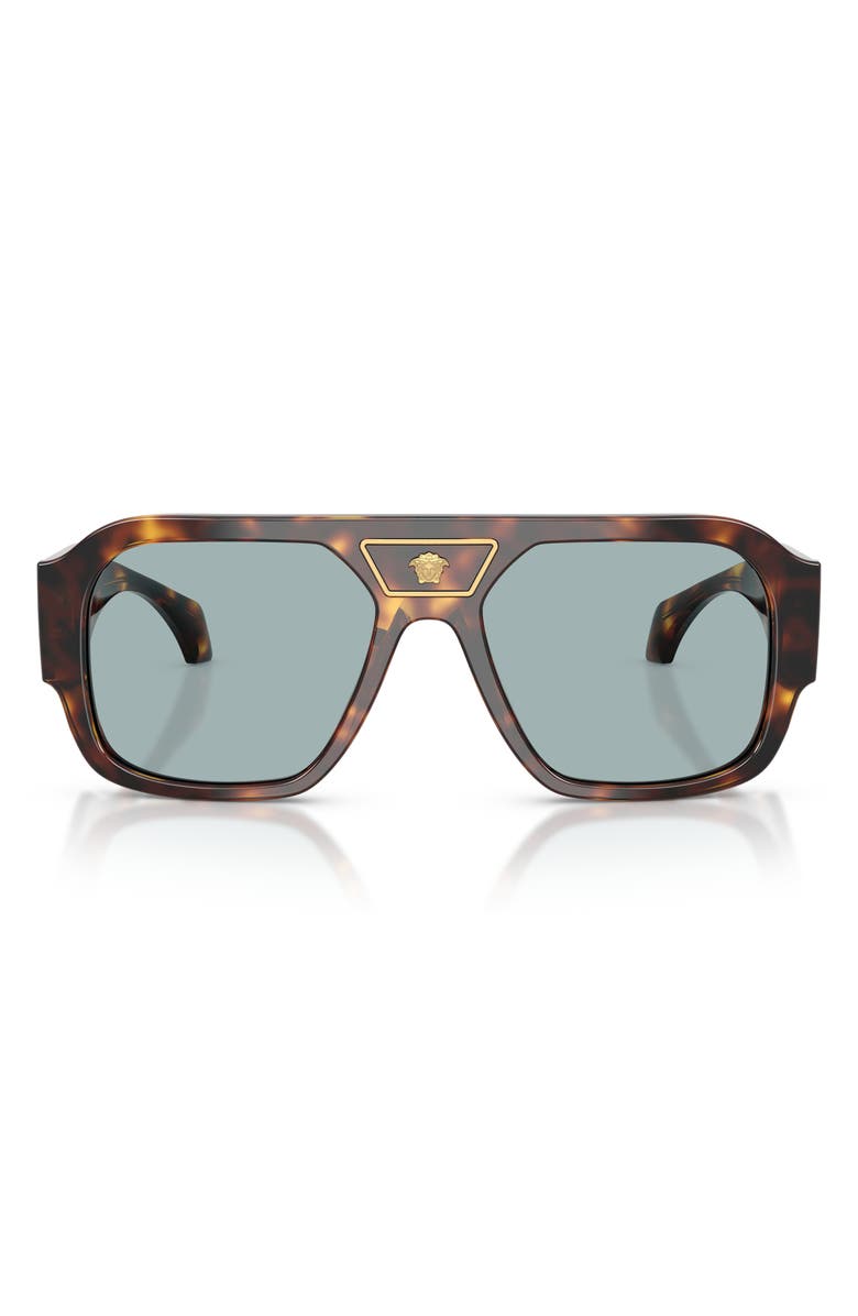 Versace 56mm Square Sunglasses, Main, color, Havana / Blue