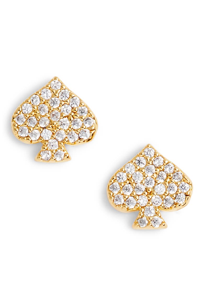 things we love spade stud earrings, Main, color, CLEAR/ GOLD