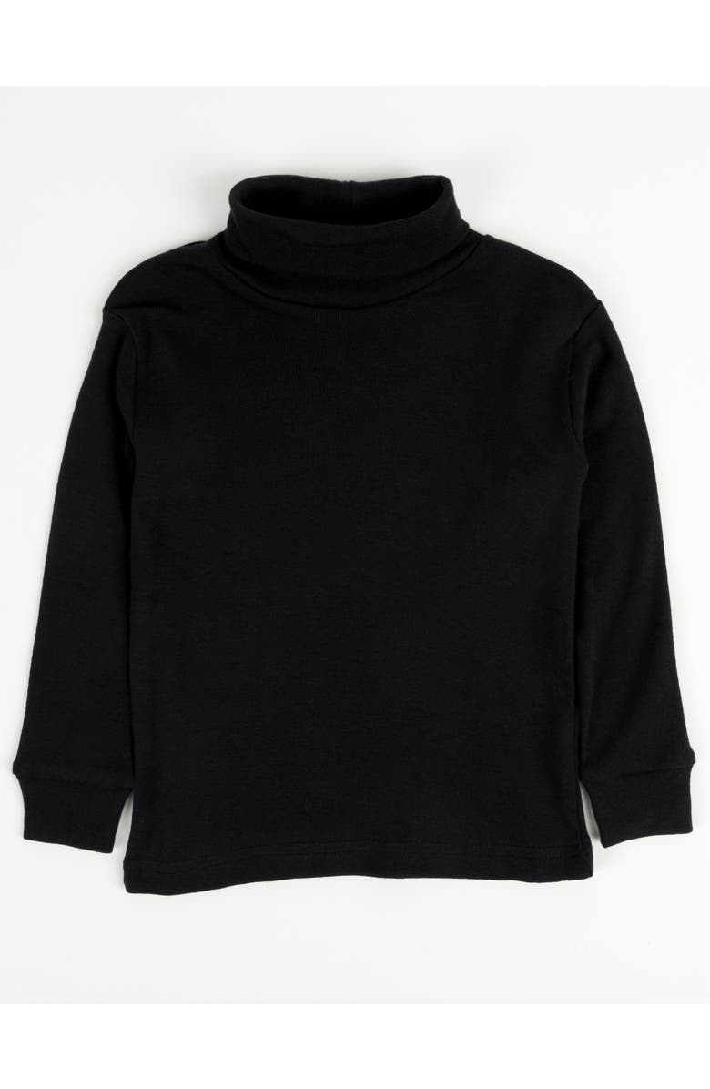 Leveret Kids Long Sleeve Cotton Turtleneck Shirt, Main, color, Black