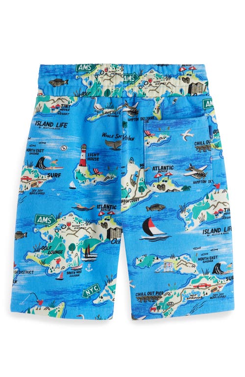 Scotch & Soda Boy's Map-print Bermuda Shorts In Hampton Island