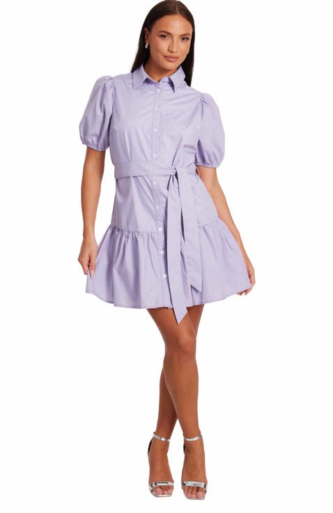 Diamante Detail Cotton Shirt Dress