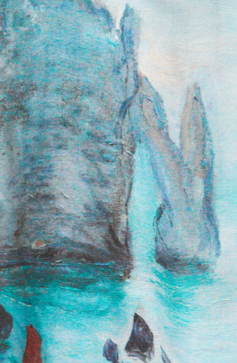 Topman Monet Boat Print Short Sleeve Button-Up Shirt, Alternate, color, 