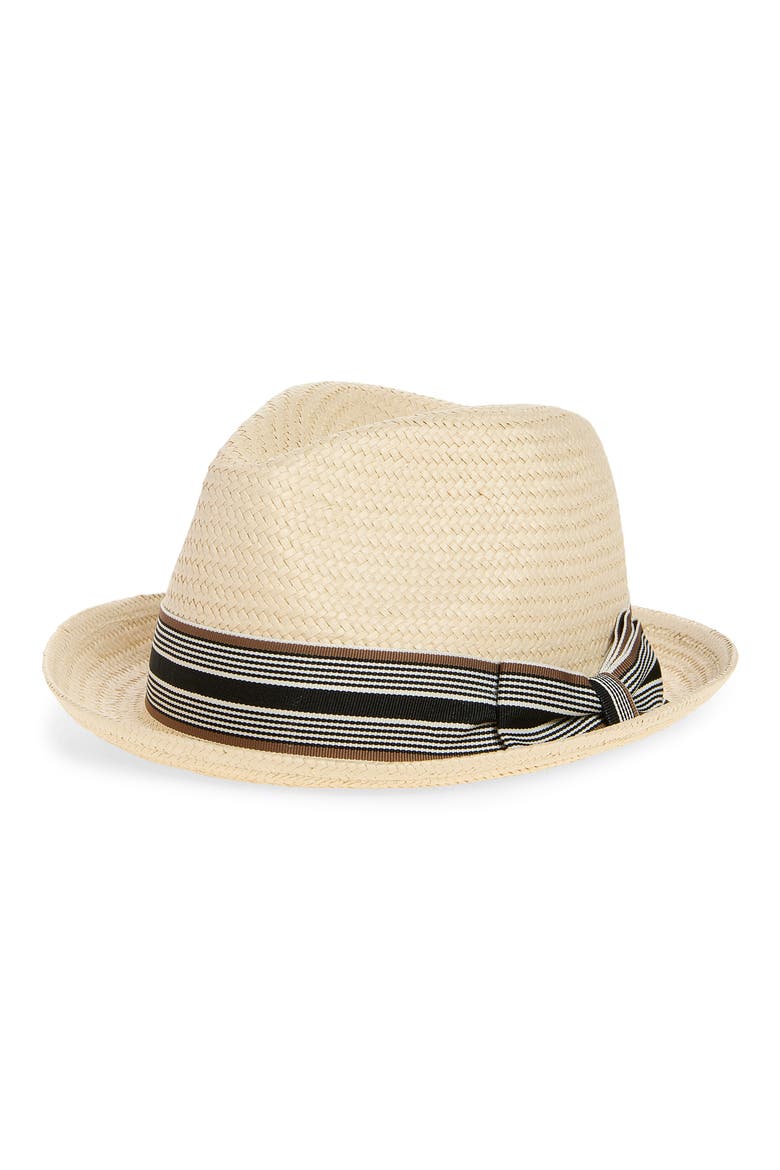 Packable Straw Fedora, Main, color, NATURAL