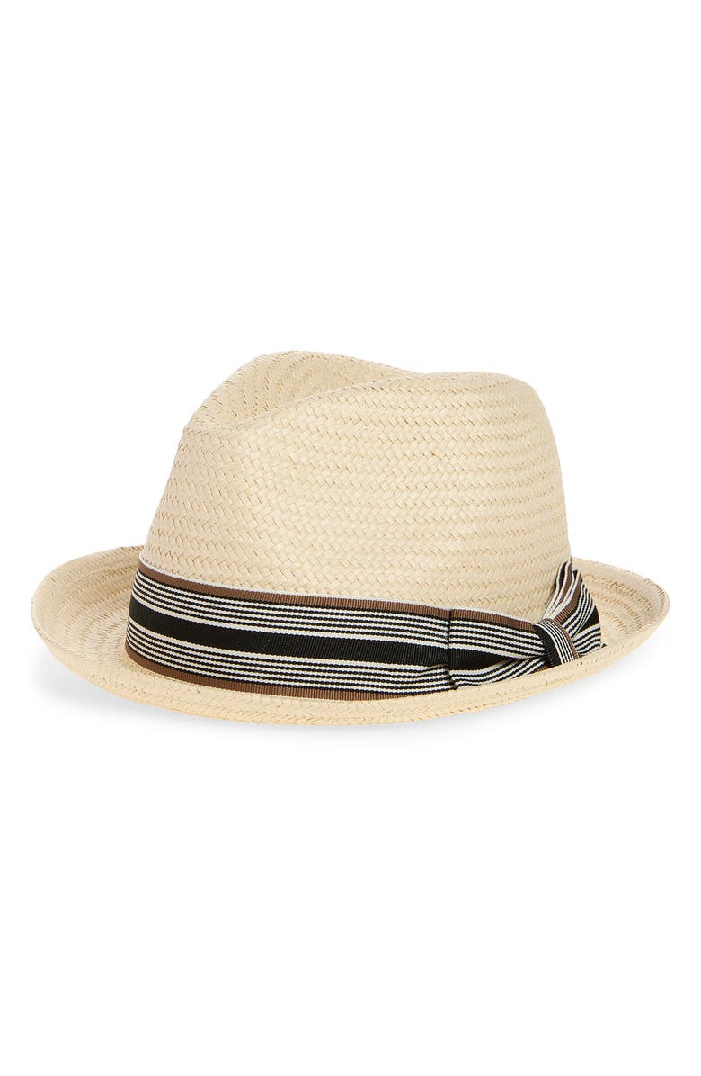Nordstrom Packable Straw Fedora, Main, color, Natural
