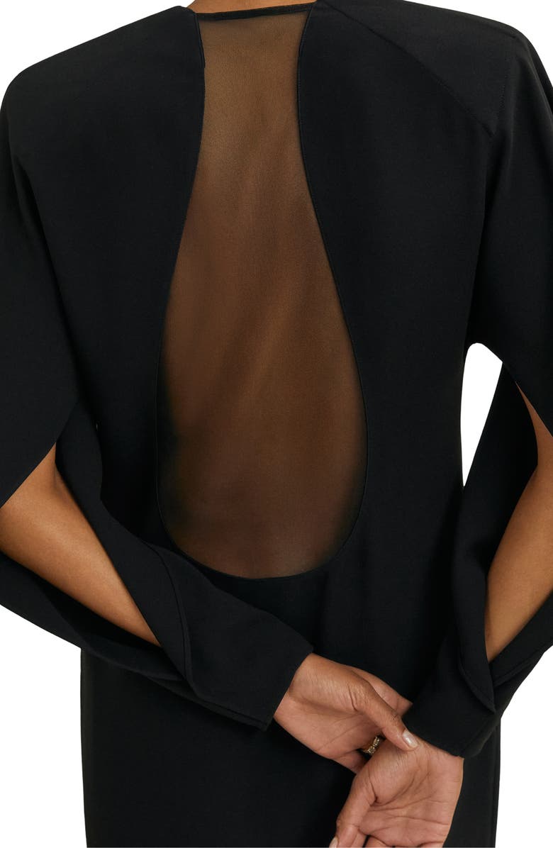 Reiss Atelier Lula Sheer Back Detail Long Sleeve Dress, Alternate, color, Black