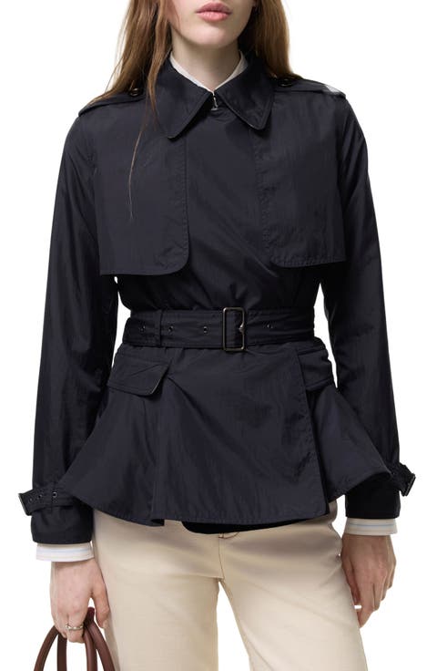 Pembury Belted Peplum Short Nylon Trench Coat