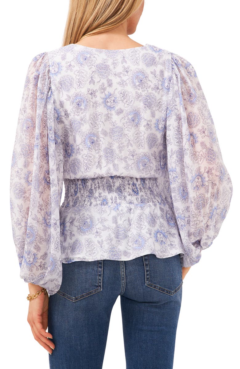 Vince Camuto Floral Print Peplum Top, Alternate, color, 