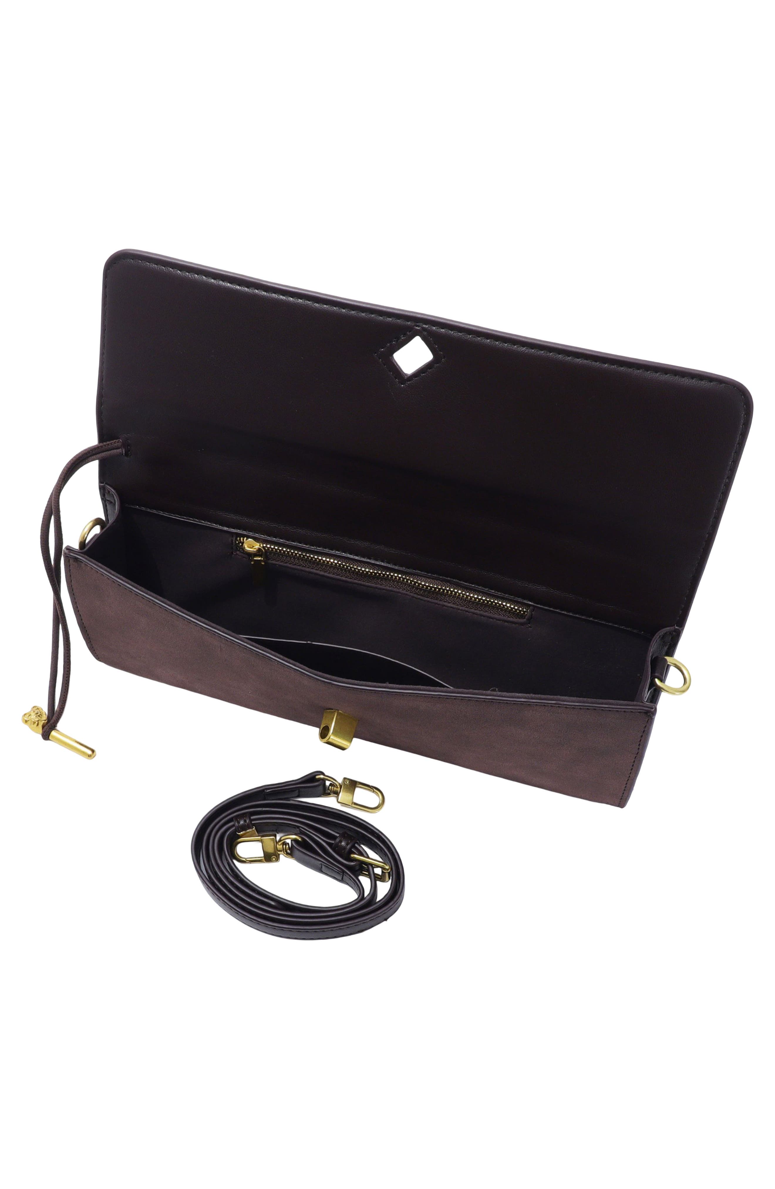 Faux Suede Envelope Bag, Alternate, color, BROWN