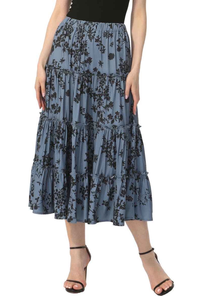 Women's Tiered Midi Skirt, Main, color, Navy