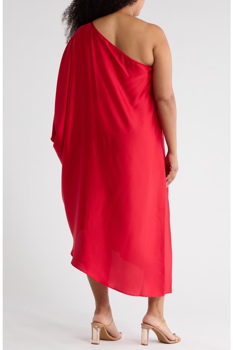 One-Shoulder Satin Dress, Alternate, color, RED
