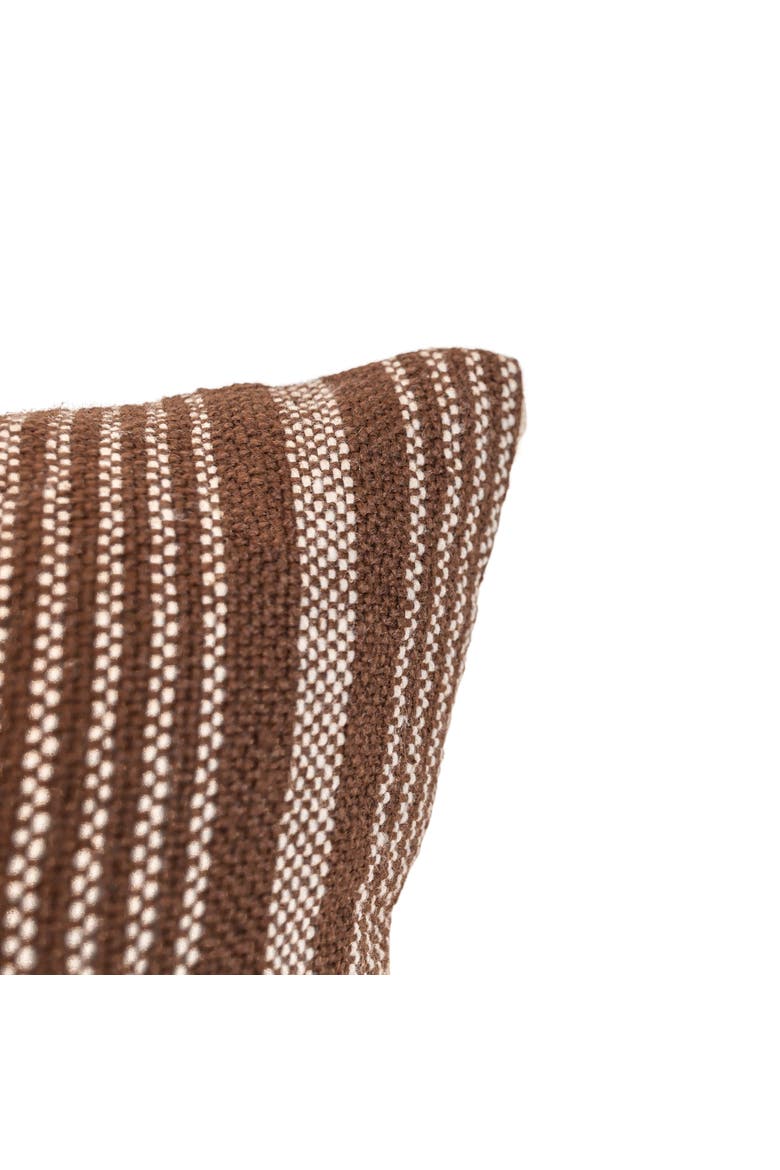 Handwoven Brown Stripe Outdoor Accent Throw Pillow, Alternate, color, Brown