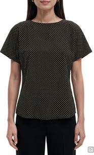 Anne Klein Polka Dot Short Sleeve Top