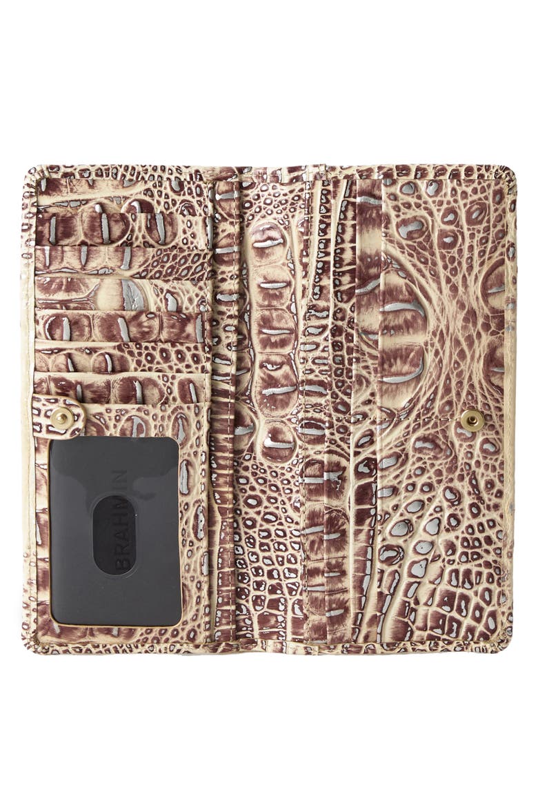 Adelle Croc Embossed Leather Wallet, Alternate, color, GINGER
