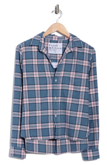 Frank & Eileen Silvio Untuckable Cotton Button-up Shirt In Blue