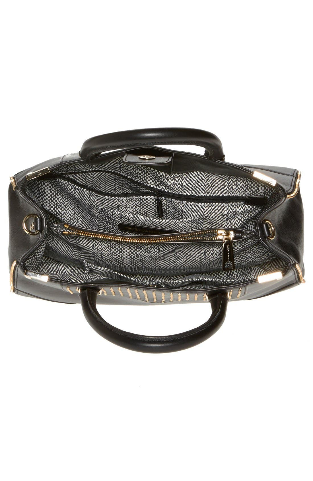'Amorous' Studded Satchel, Alternate, color, BLACK