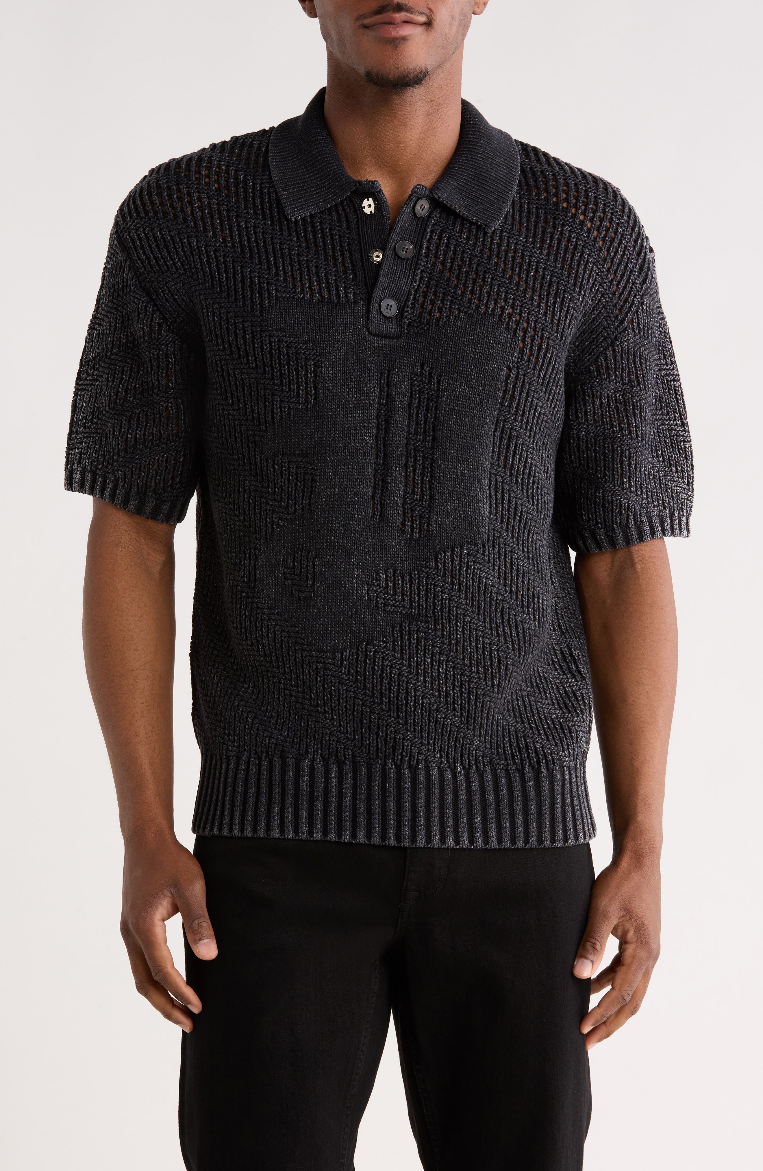 PURPLE BRAND Knit Polo Sweater