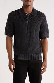 PURPLE BRAND Knit Polo Sweater
