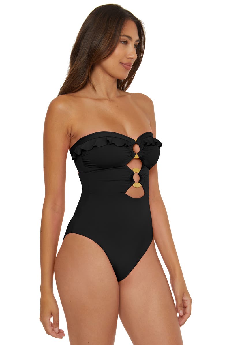 Soluna Ruffle Strappy One-PIece Swimsuit, Alternate, color, Black