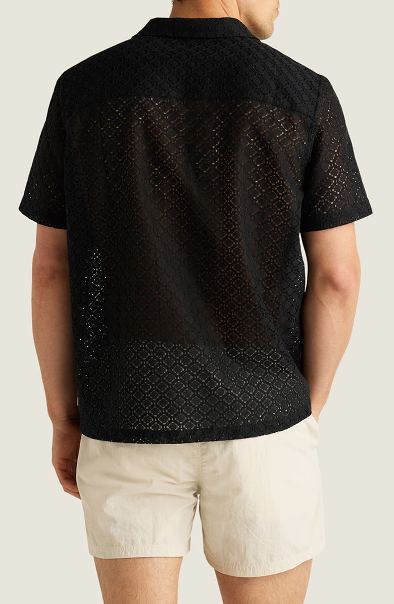 AUTO-REPLY<sup>™</sup> Alex Raschel Open Knit Camp Shirt, Alternate, color, Black