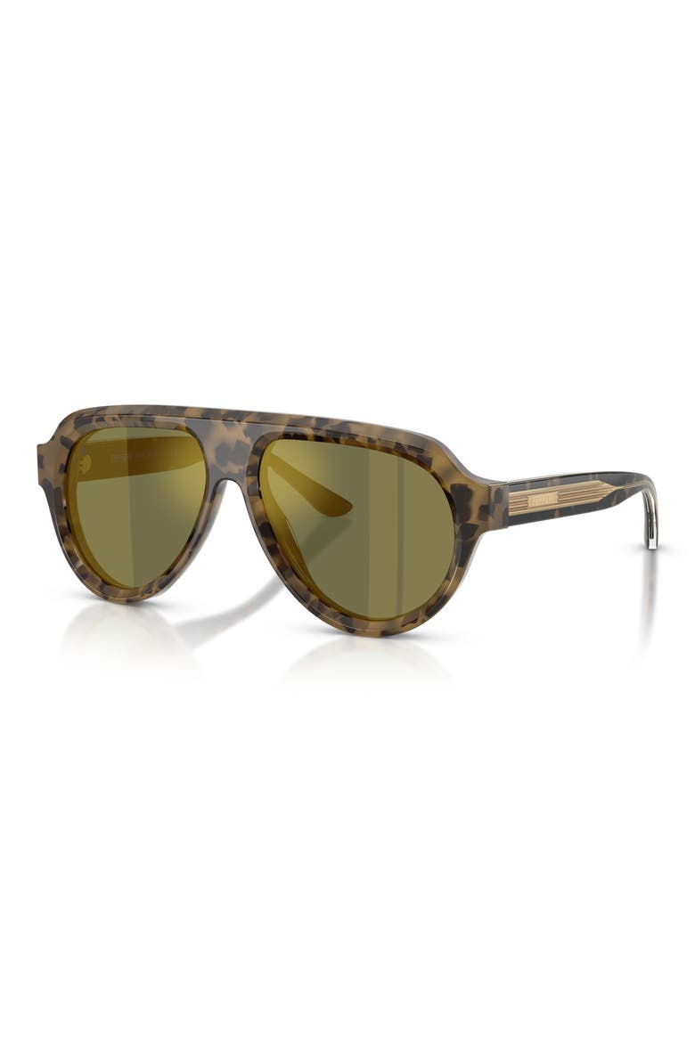 56mm Pilot Sunglasses, Alternate, color, BROWN TORTOISE / GREEN GOLD