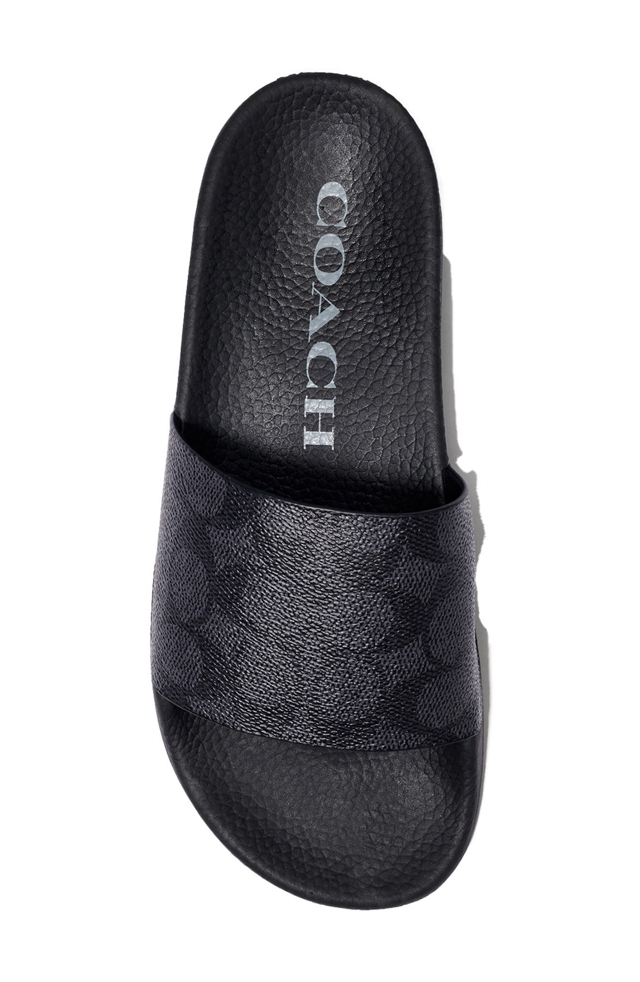 COACH Udele Logo Monogram Slide Sandal, Alternate, color, Charcoal/ Black