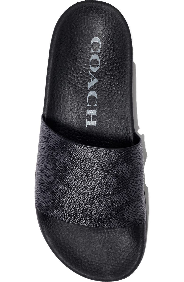 COACH Udele Logo Monogram Slide Sandal, Alternate, color, Charcoal/ Black