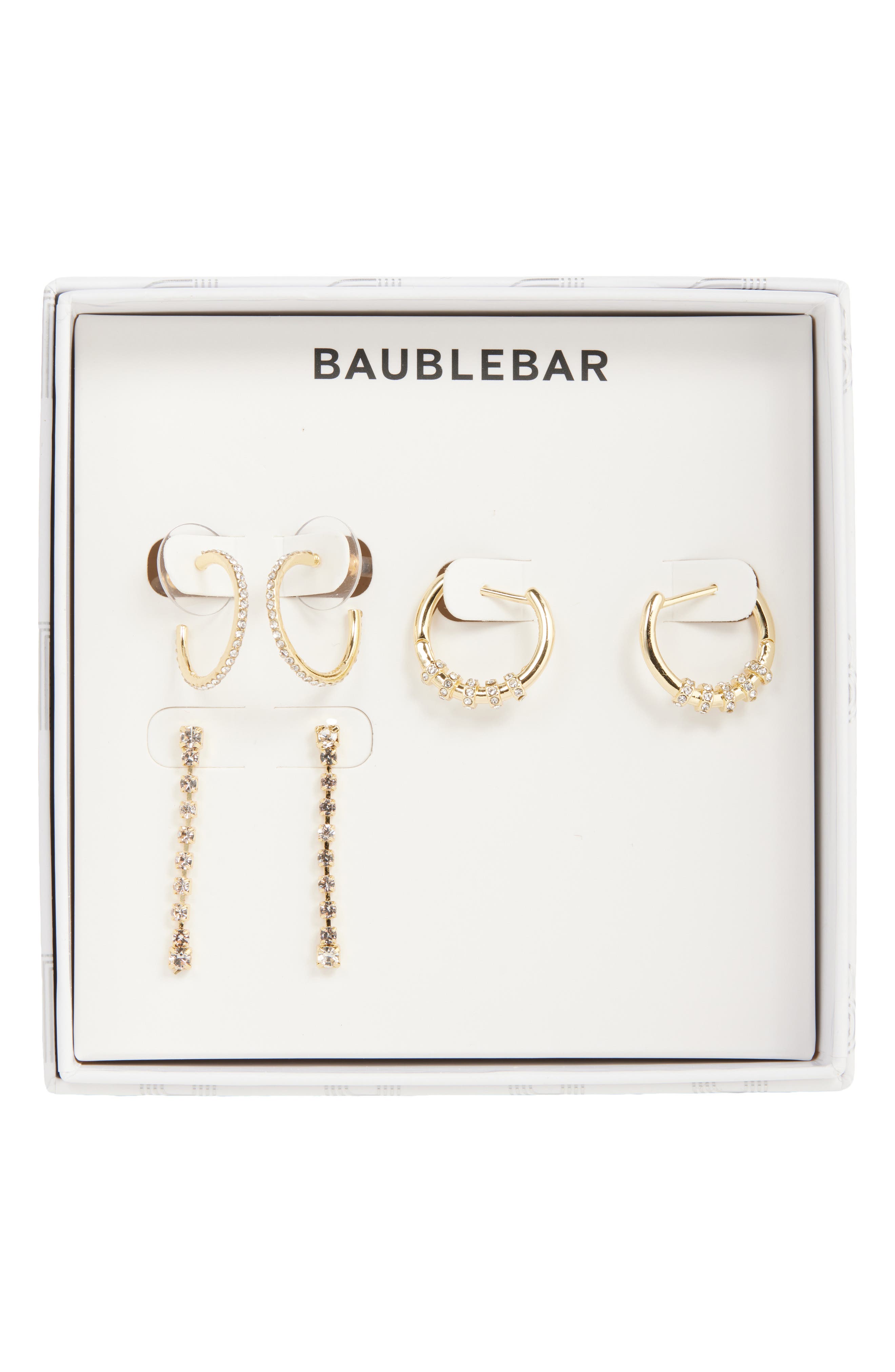 BaubleBar Your Go-To Set of 3 Hoop & Drop Earrings