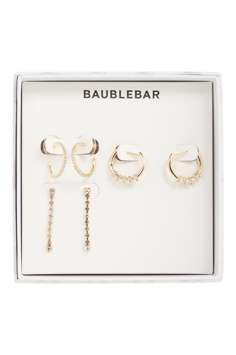 Your Go-To Set of 3 Hoop & Drop Earrings, Main, color, GOLD