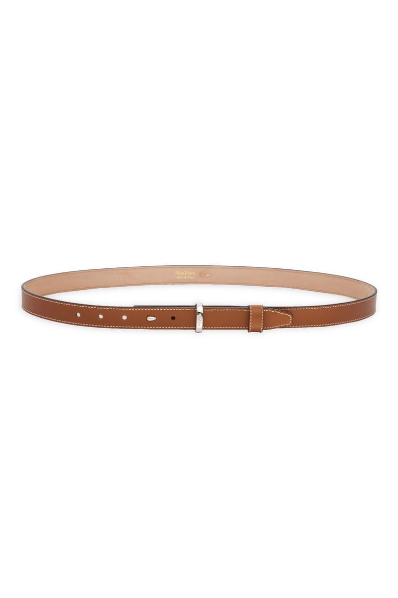 Twin Fastening Leather Belt, Main, color, AMBER BROWN
