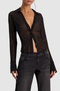 ALICE + OLIVIA Freya Embellished Mesh Top