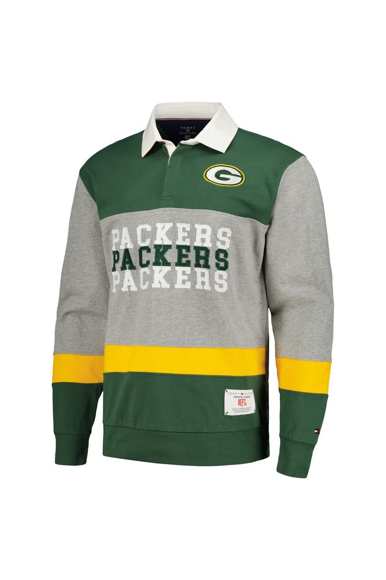 Men's Tommy Hilfiger Green Green Bay Packers Connor Oversized Rugby Long Sleeve Polo, Alternate, color, Green