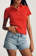 Mavi Jeans Crop Stretch Cotton Rib Polo T-Shirt