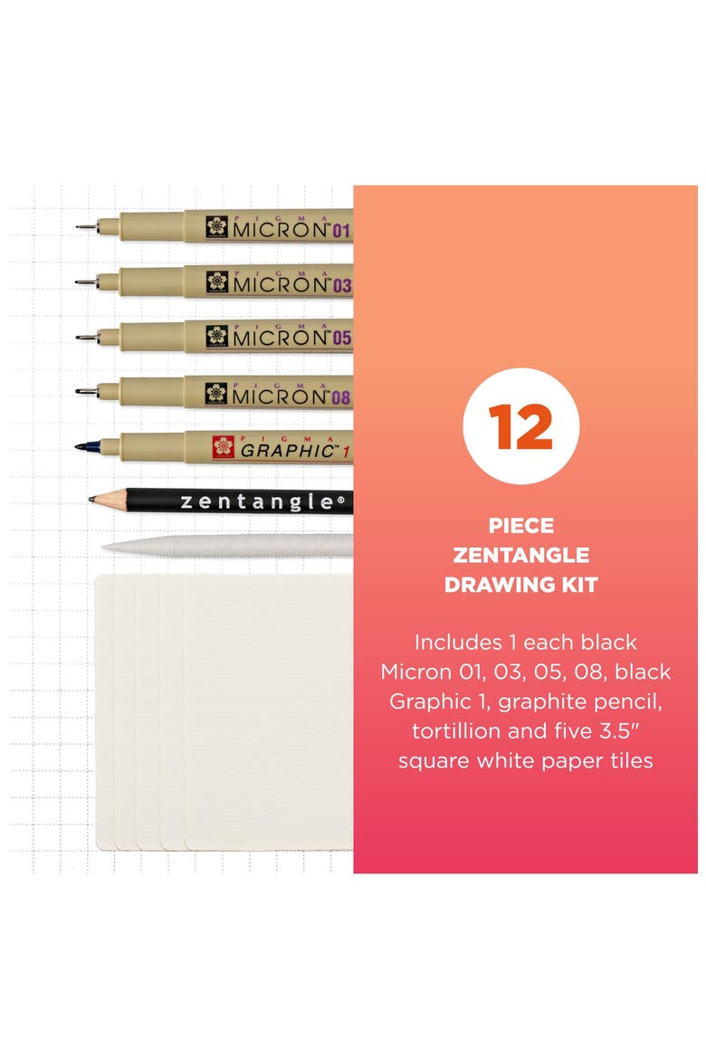 Zentangle Tool Set, White Paper Tiles, 3.5 Inch, 12 Piece Set, Alternate, color, White