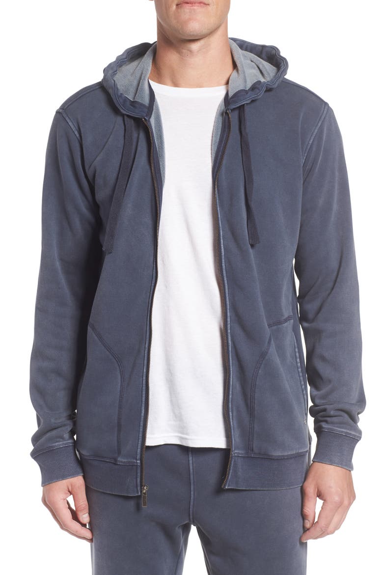 Elliot Washed Zip Hoodie, Main, color, NAVY