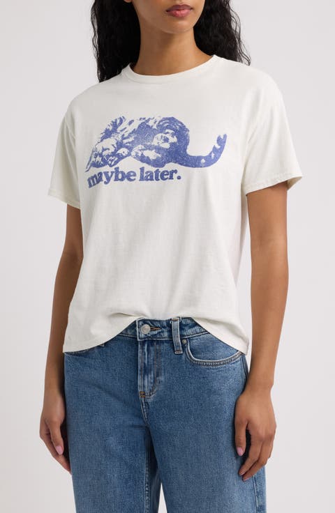 Maybe Later Cat Graphic T-Shirt