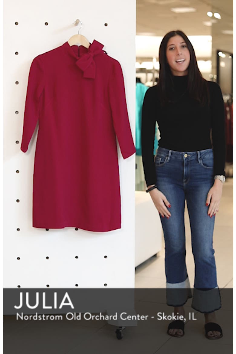 Bow Neck Crepe Shift Dress video