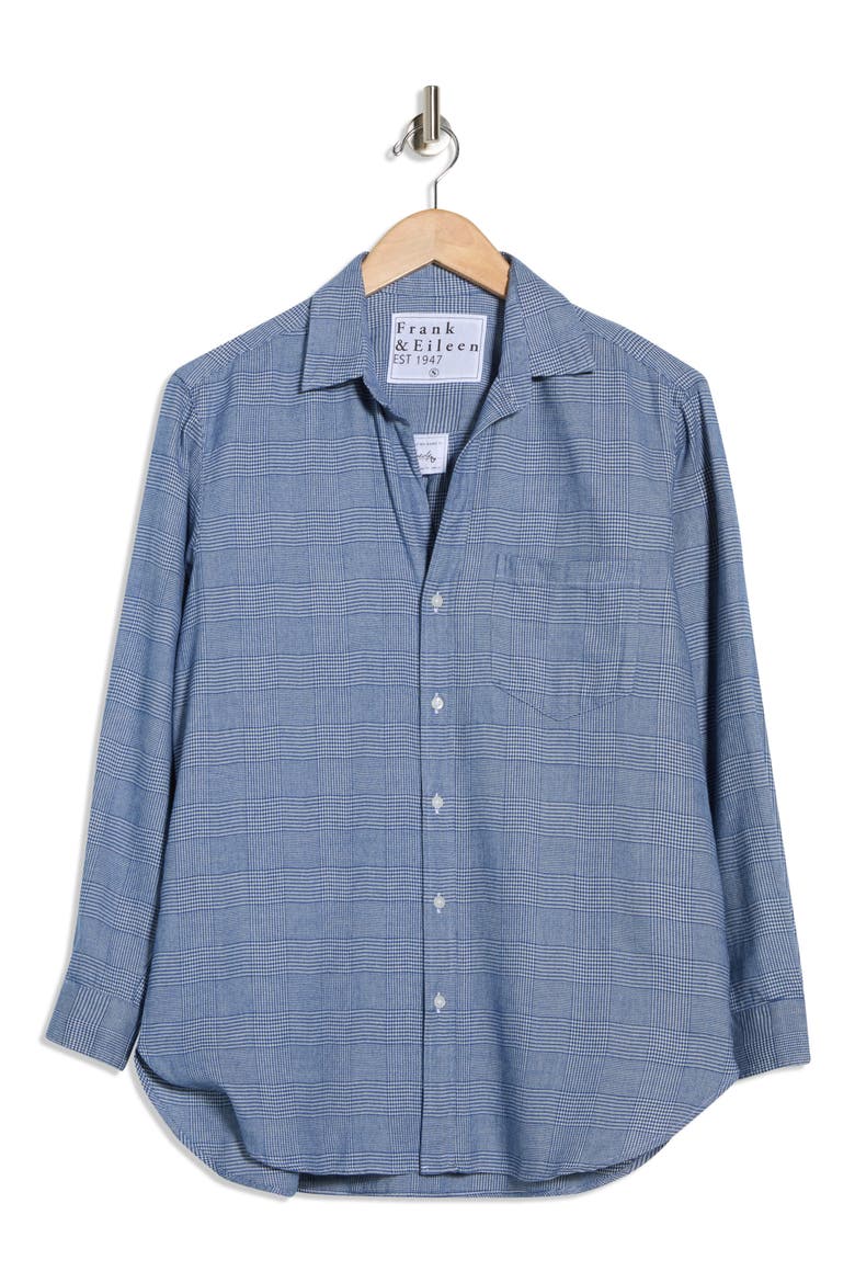 Relaxed Fit Cotton Button-Up Shirt, Alternate, color, BLUE GREY PLAID